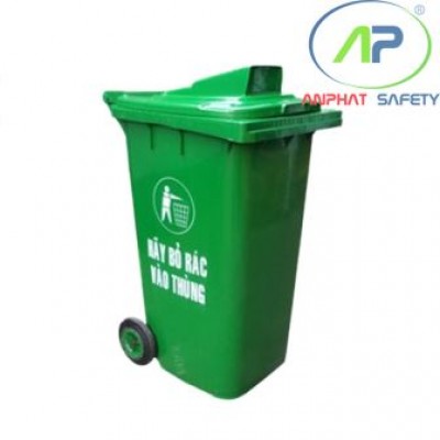 Thùng rác nhựa HPDE 120 lít nắp hở (màu xanh)